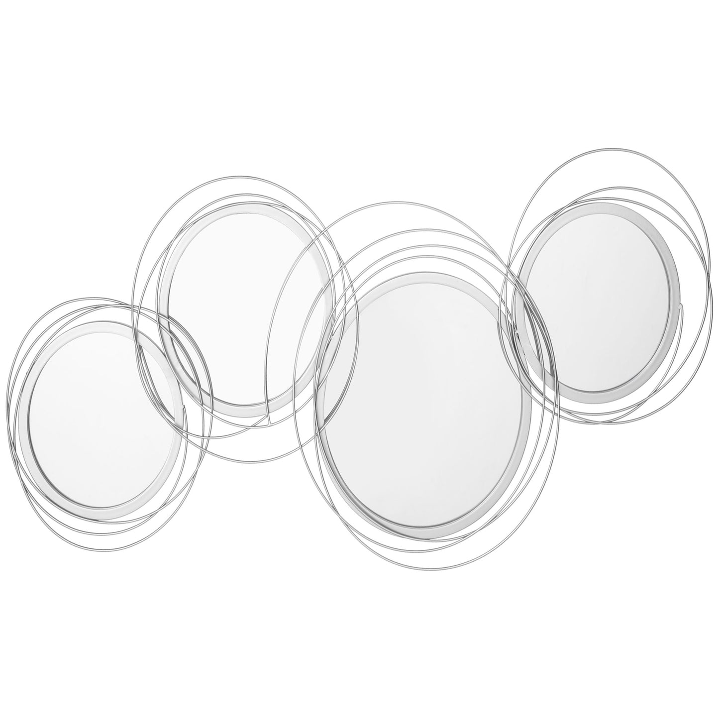 Modern Metal Wall Art with Mirror, Wall Sculpture Decor for Living Room