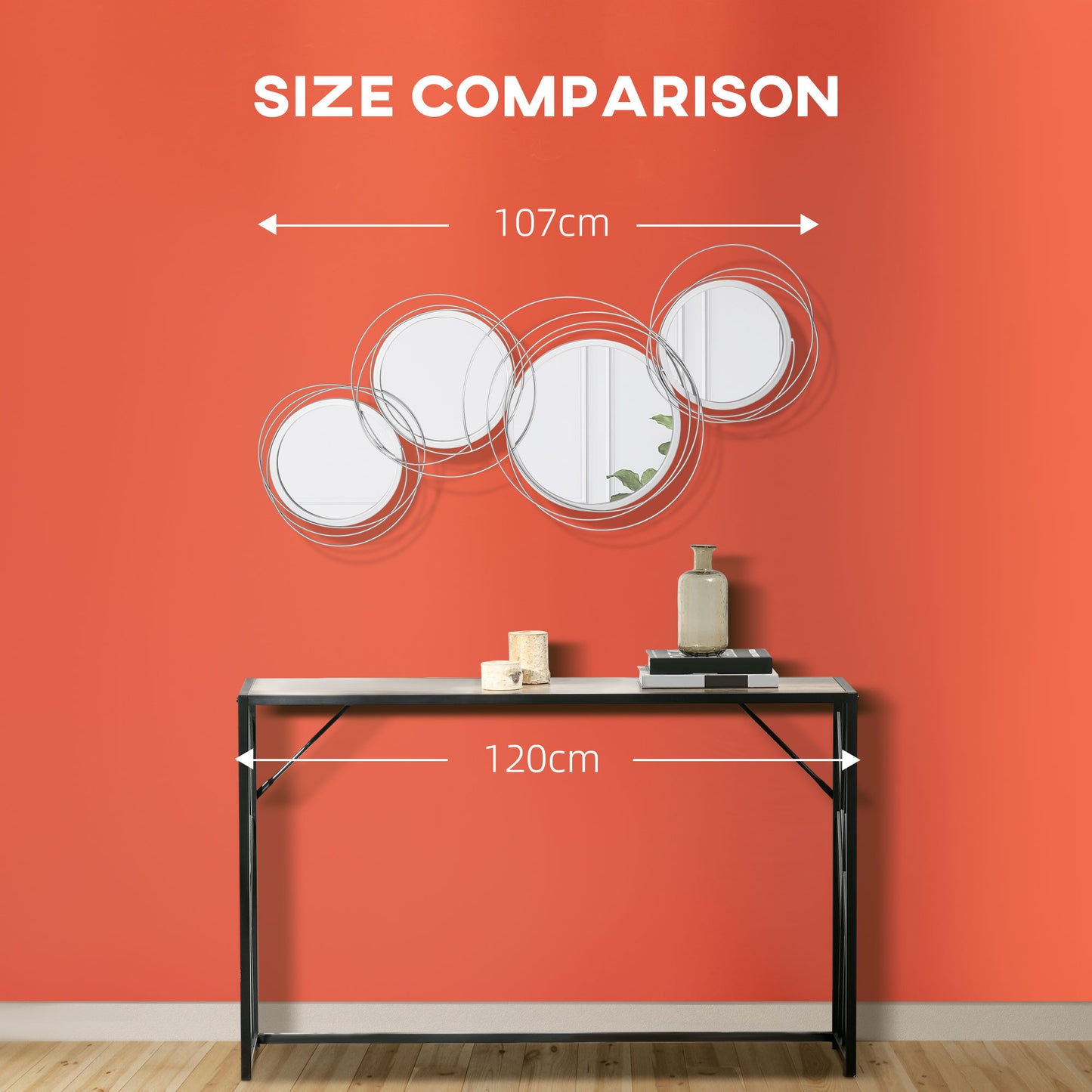 Modern Metal Wall Art with Mirror, Wall Sculpture Decor for Living Room