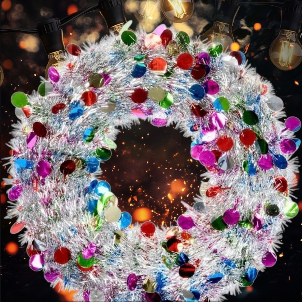 Large Glitter Christmas Tinsel Wreath 45 cm Decoration Gift