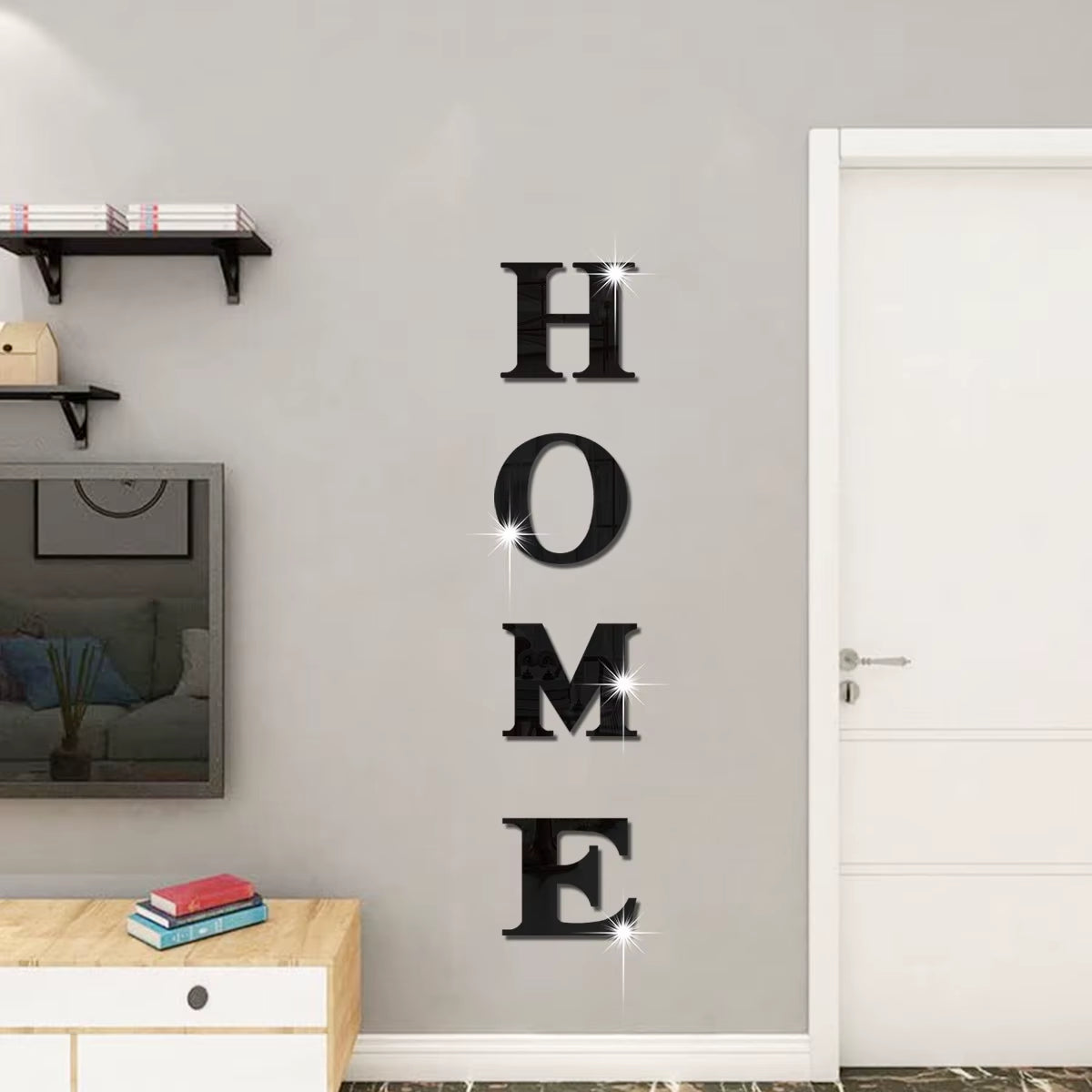 New Butterfly Home English Letter Wall Stickers Mirrors Acrylic Self Adhesive Detachable Wall Stickers Modern Home Decoration