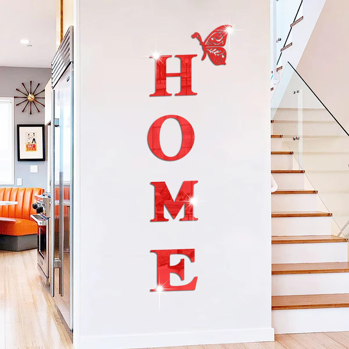 New Butterfly Home English Letter Wall Stickers Mirrors Acrylic Self Adhesive Detachable Wall Stickers Modern Home Decoration