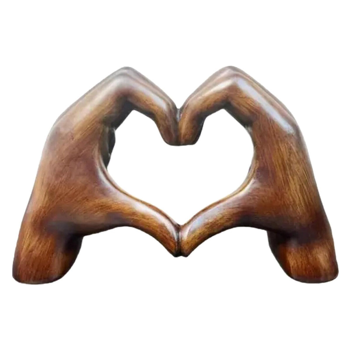 Amazing CERAMIC (Wood-Effect) Heart Shaped Resin Statue Home Decor Ornament for Living Room Desktop Decoration