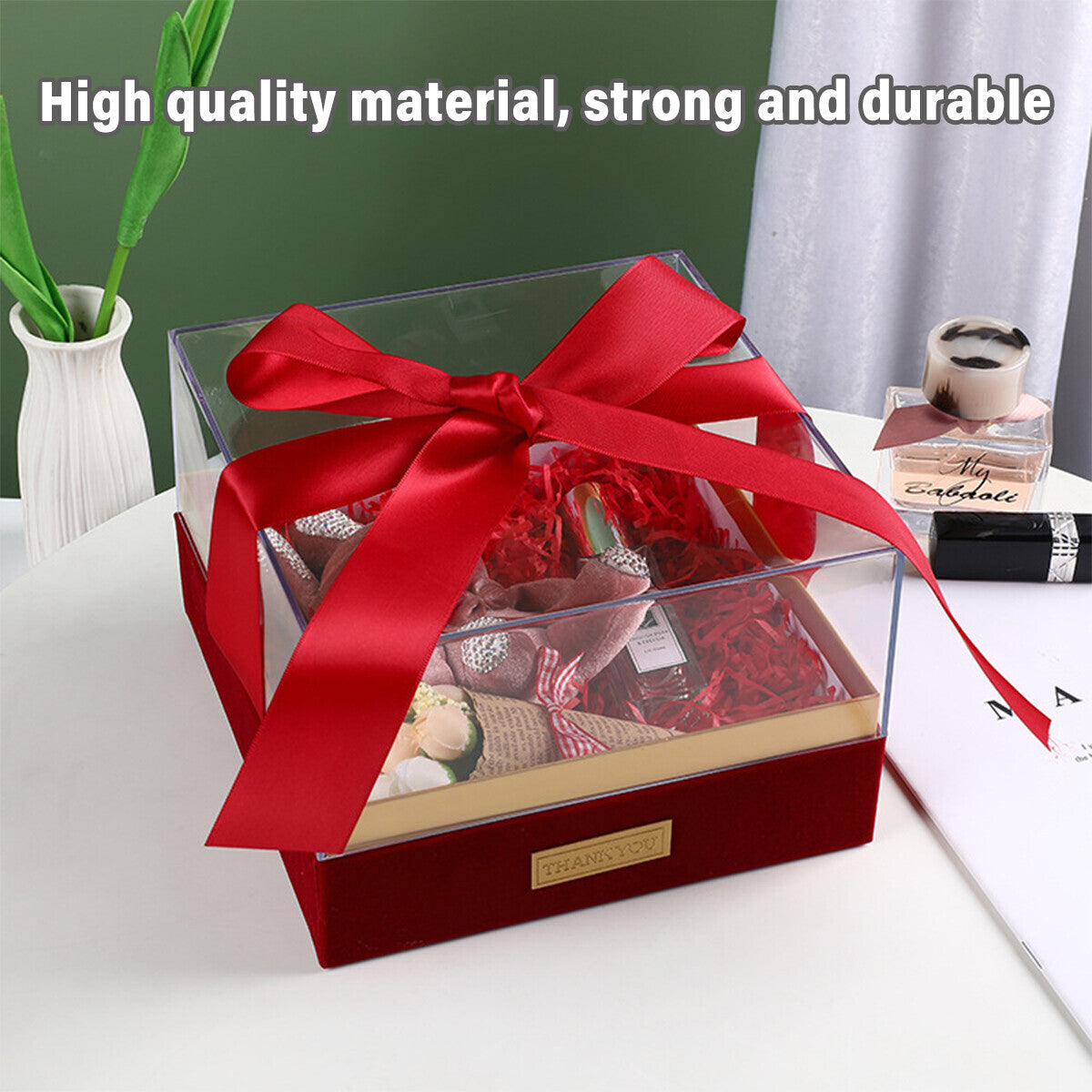 Acrylic Display Box Clear Square Storage Container with Lid for Gift Packaging