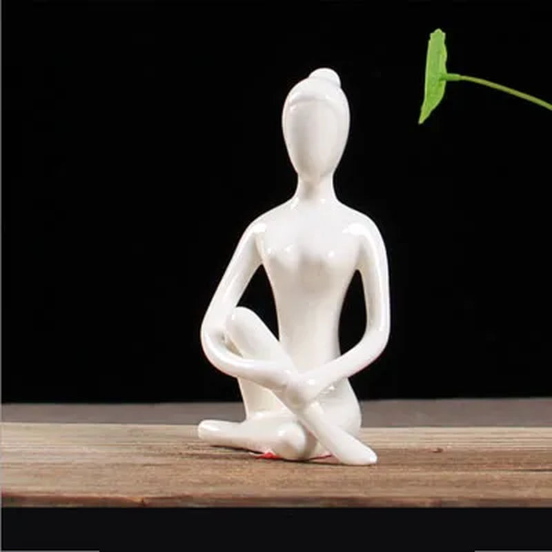 12 Styles Abstract Art Ceramic Yoga Poses Figurine Porcelain Lady Figure Statue Home Yoga Studio Decor Ornament