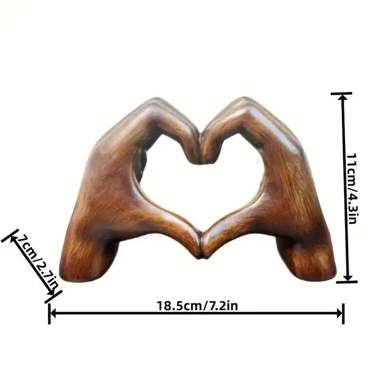 Amazing CERAMIC (Wood-Effect) Heart Shaped Resin Statue Home Decor Ornament for Living Room Desktop Decoration