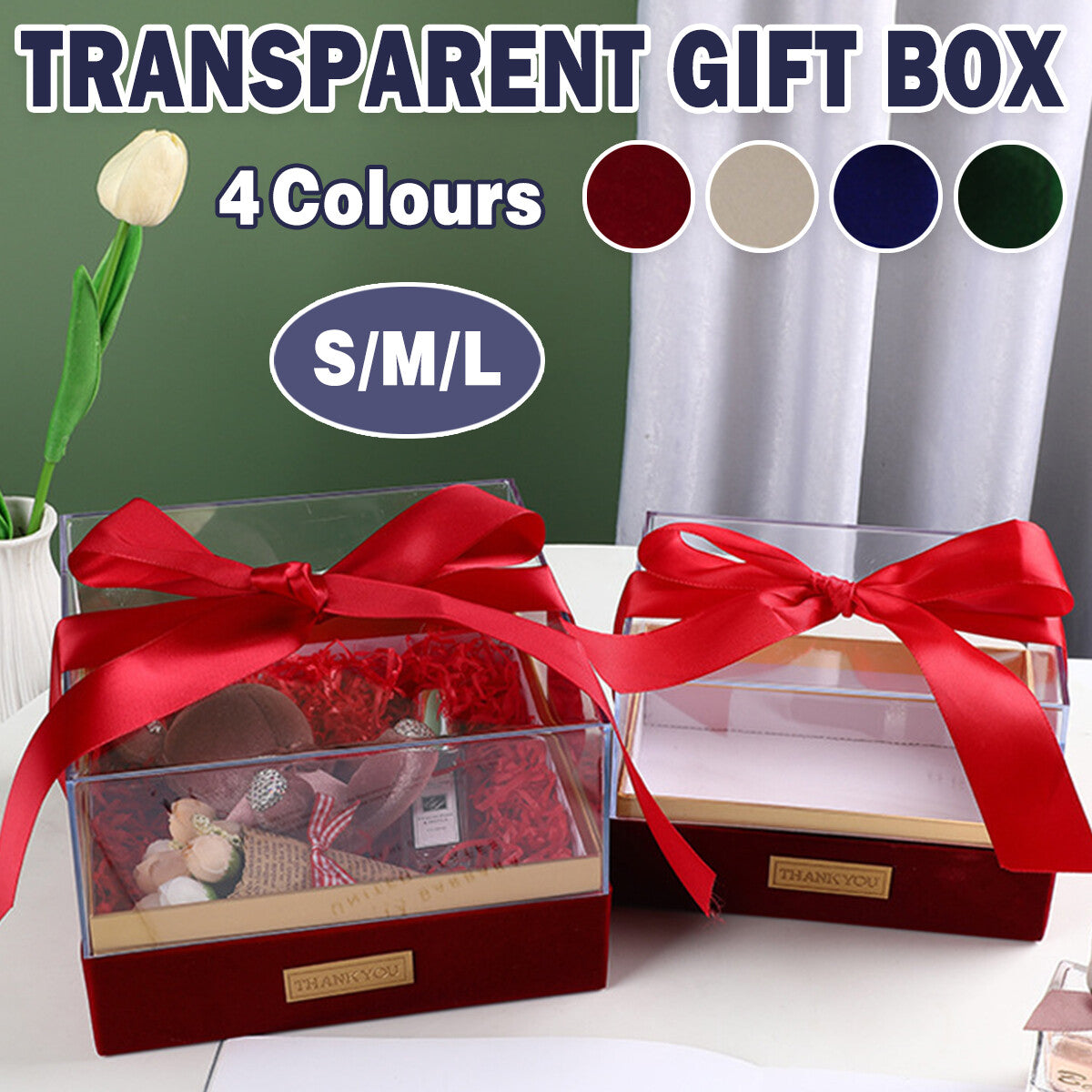Acrylic Display Box Clear Square Storage Container with Lid for Gift Packaging