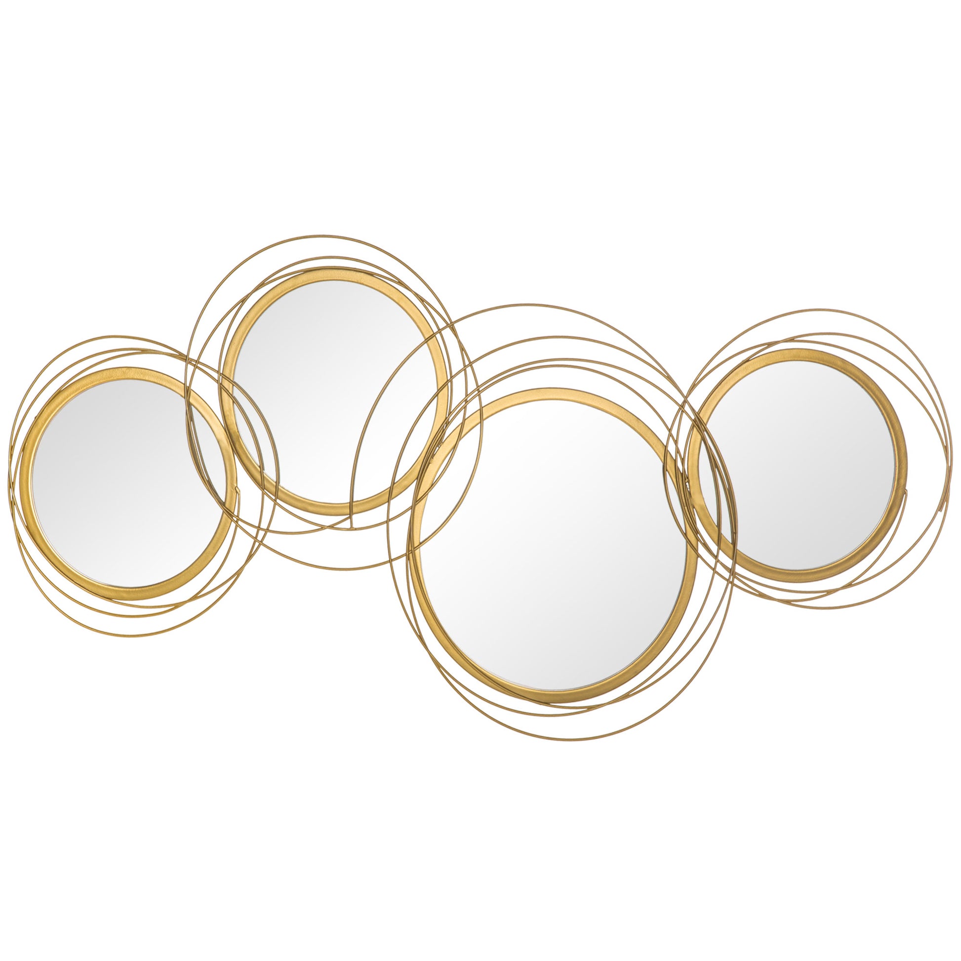 Modern Metal Wall Art with Mirror, Wall Sculpture Decor for Living Room