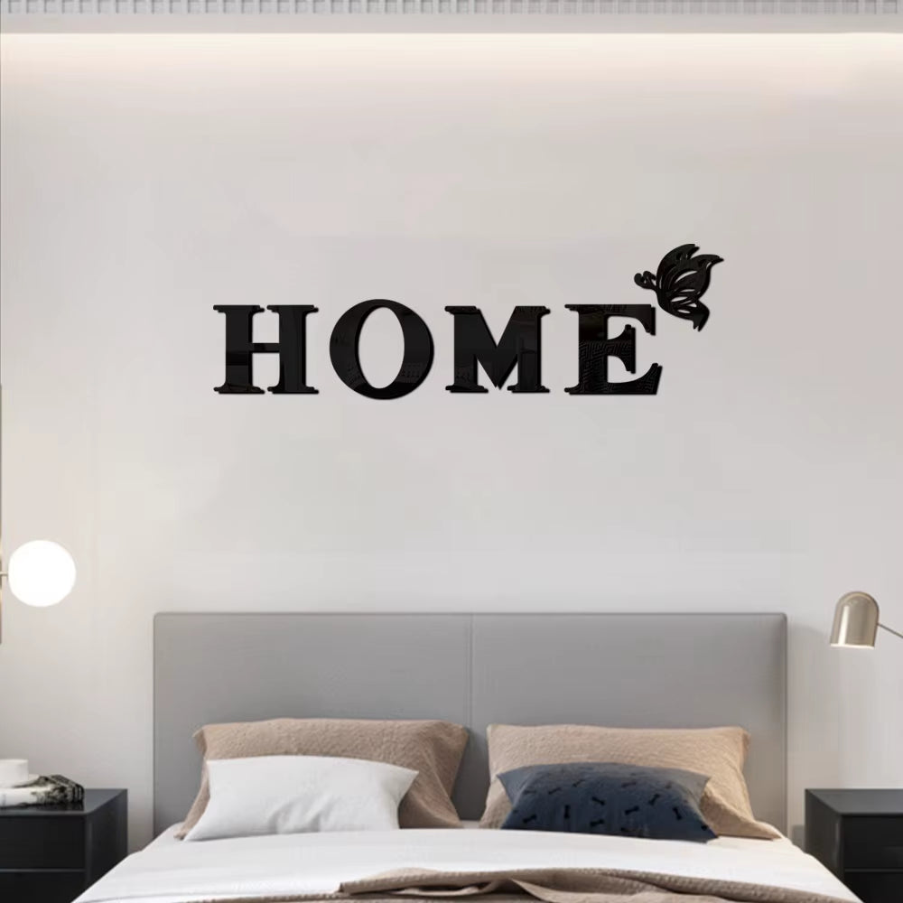 New Butterfly Home English Letter Wall Stickers Mirrors Acrylic Self Adhesive Detachable Wall Stickers Modern Home Decoration