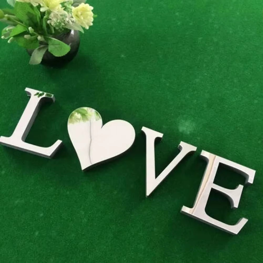 English Acrylic Mirror Stickers Home Love Family Mosaic Tiles Wall Sticker Self-Adhesive Sticker for Wall Diy Home Decor
