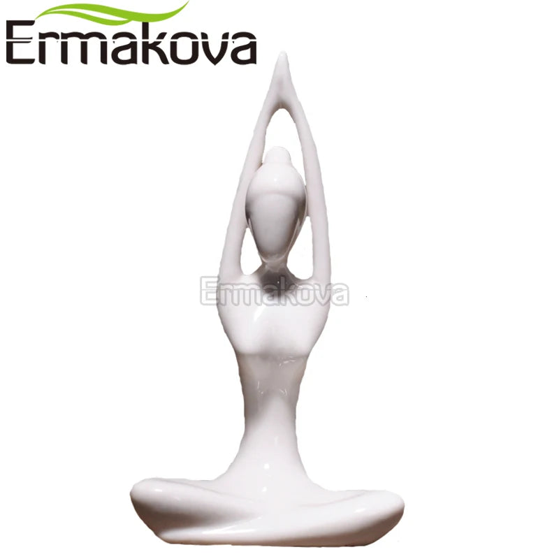 12 Styles Abstract Art Ceramic Yoga Poses Figurine Porcelain Lady Figure Statue Home Yoga Studio Decor Ornament
