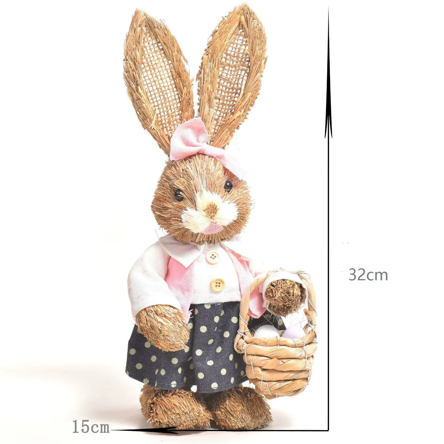 Easter Rabbit Decoration Bunny Figure Cattail Craft Ornament Home Holiday Cute Bunny Home Decoration Easter Rabbit Decoration