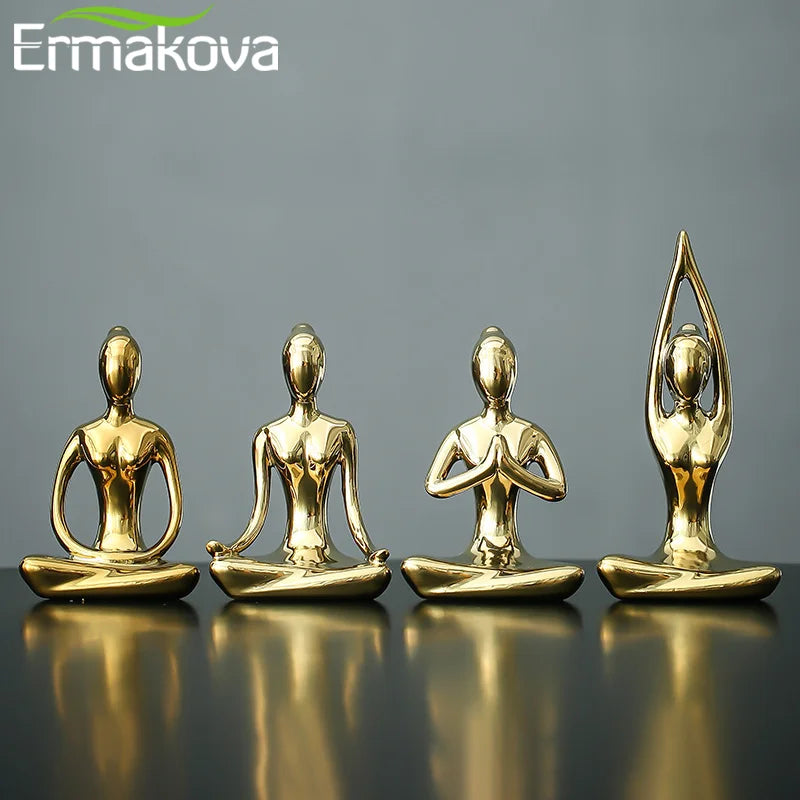 12 Styles Abstract Art Ceramic Yoga Poses Figurine Porcelain Lady Figure Statue Home Yoga Studio Decor Ornament