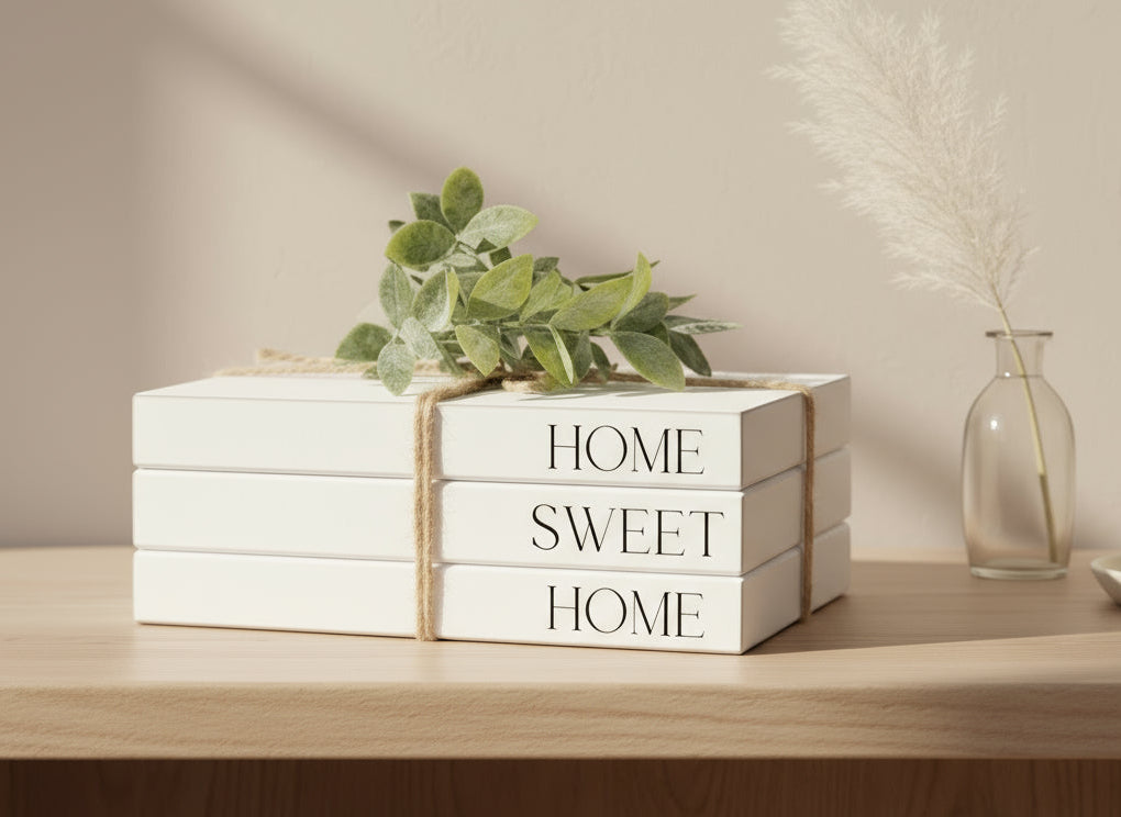SMALL Wooden Faux Books Home Decor, Shabby-Chic Display, Boho Rustic Farmhouse Stacked Books