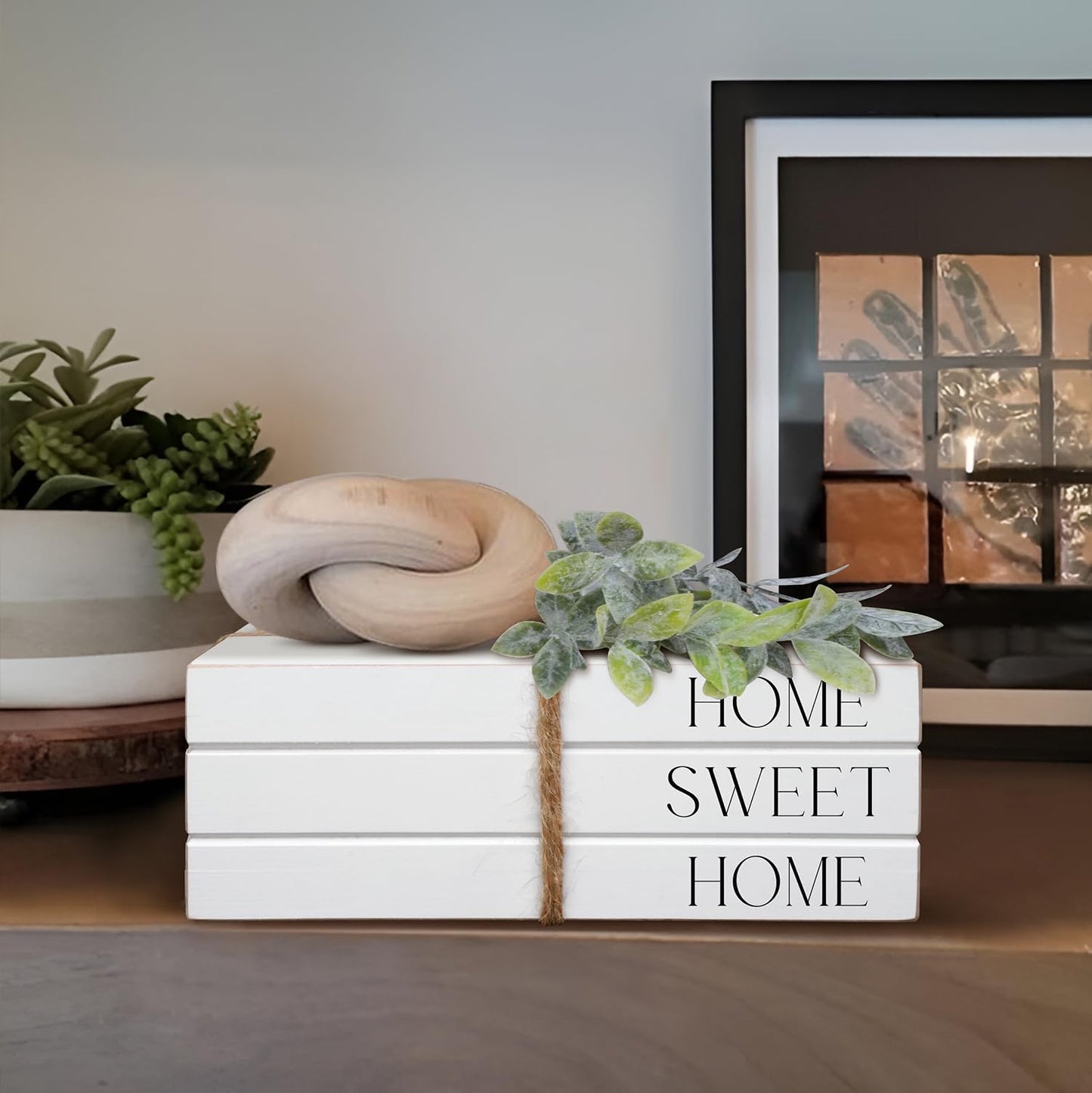 SMALL Wooden Faux Books Home Decor, Shabby-Chic Display, Boho Rustic Farmhouse Stacked Books