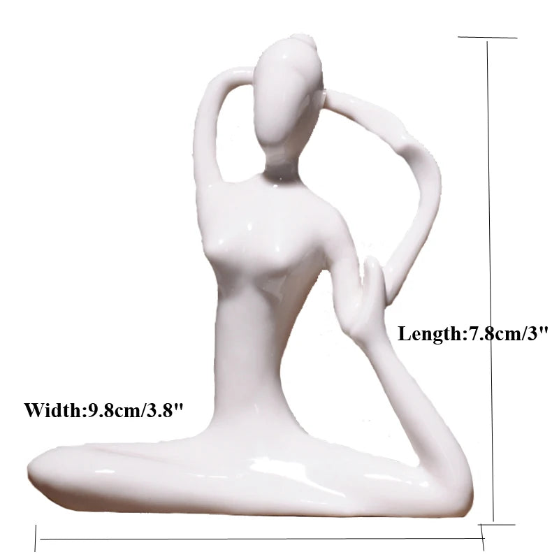 12 Styles Abstract Art Ceramic Yoga Poses Figurine Porcelain Lady Figure Statue Home Yoga Studio Decor Ornament