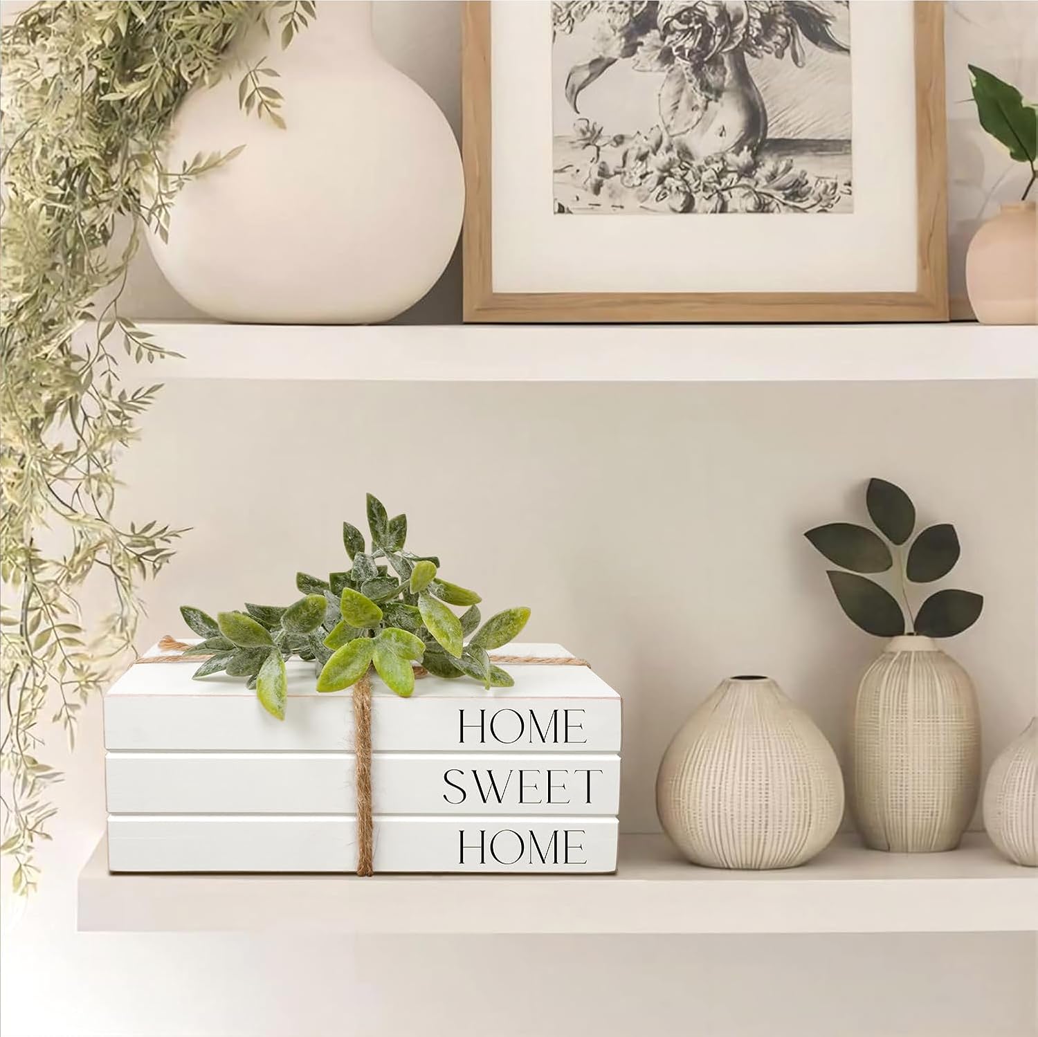 SMALL Wooden Faux Books Home Decor, Shabby-Chic Display, Boho Rustic Farmhouse Stacked Books