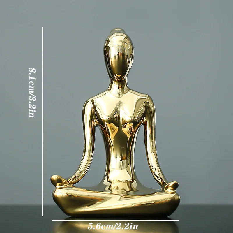 12 Styles Abstract Art Ceramic Yoga Poses Figurine Porcelain Lady Figure Statue Home Yoga Studio Decor Ornament