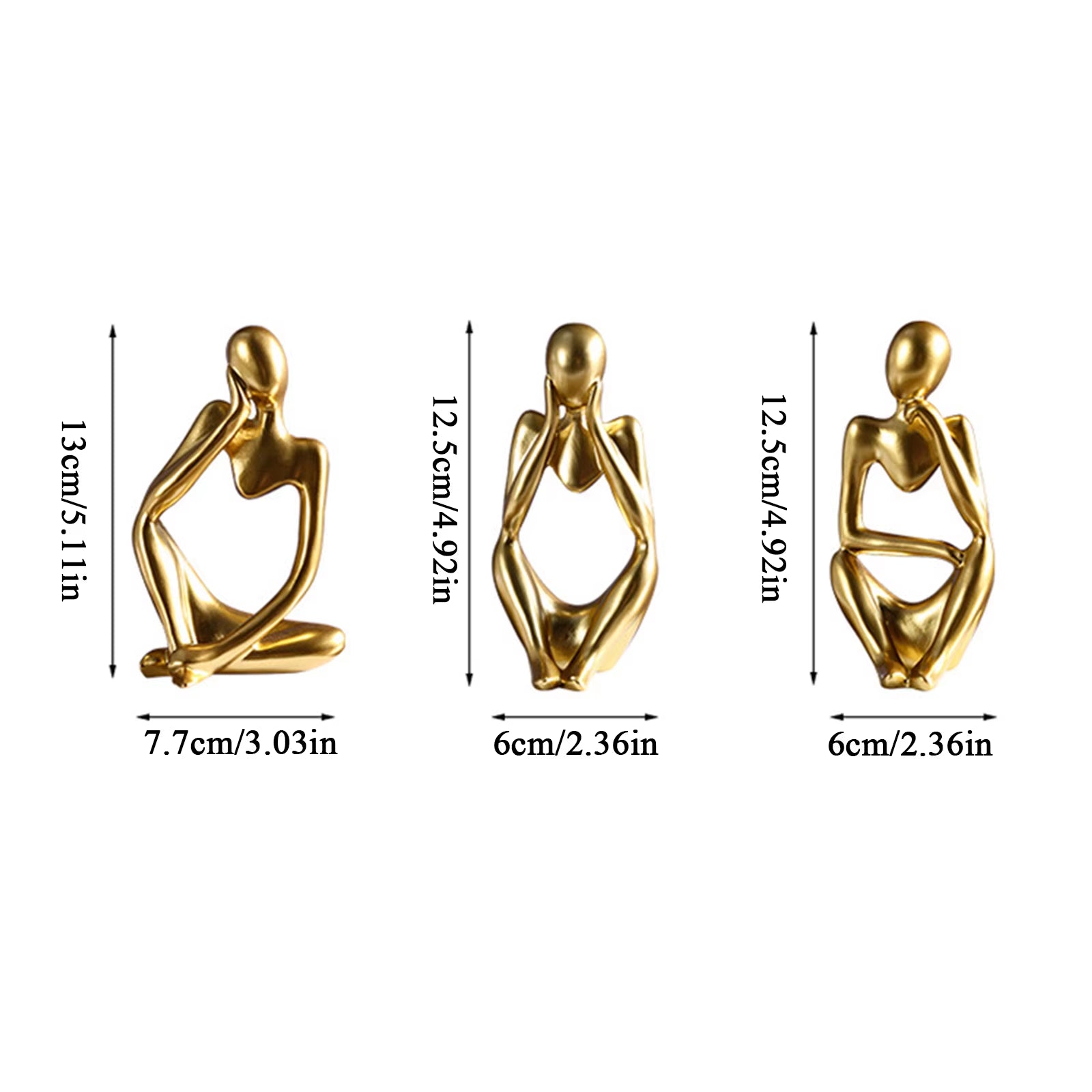 3Pcs Thinker Statue Mini Abstract Modern Thinker Sculpture Collectible Desktop Ornaments Home Decor Office Study Shelf