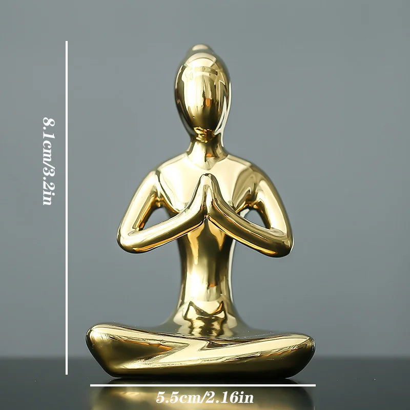 12 Styles Abstract Art Ceramic Yoga Poses Figurine Porcelain Lady Figure Statue Home Yoga Studio Decor Ornament