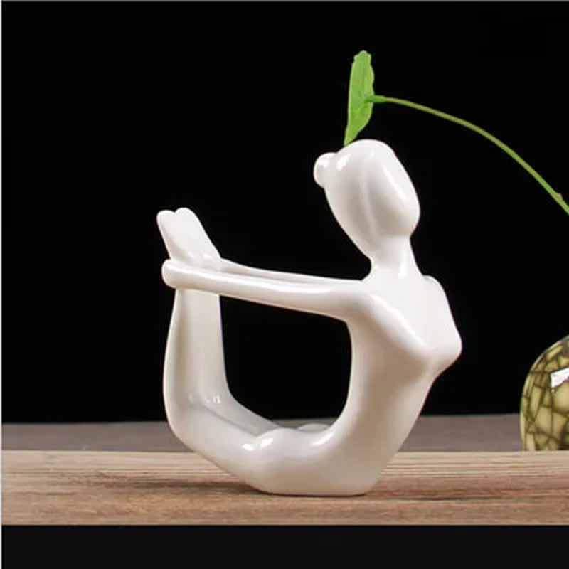 12 Styles Abstract Art Ceramic Yoga Poses Figurine Porcelain Lady Figure Statue Home Yoga Studio Decor Ornament