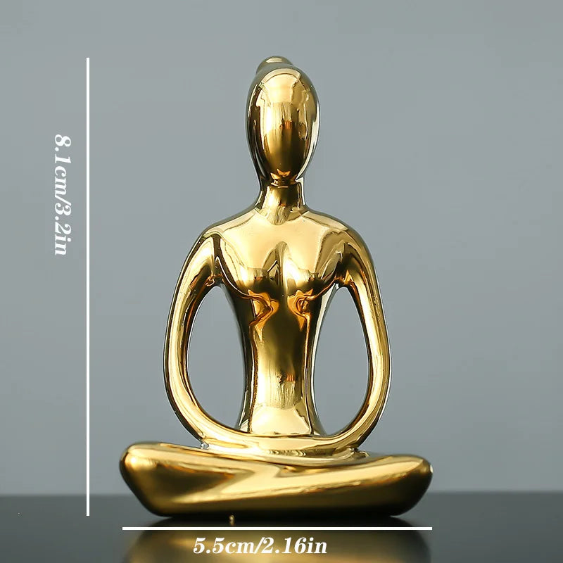 12 Styles Abstract Art Ceramic Yoga Poses Figurine Porcelain Lady Figure Statue Home Yoga Studio Decor Ornament
