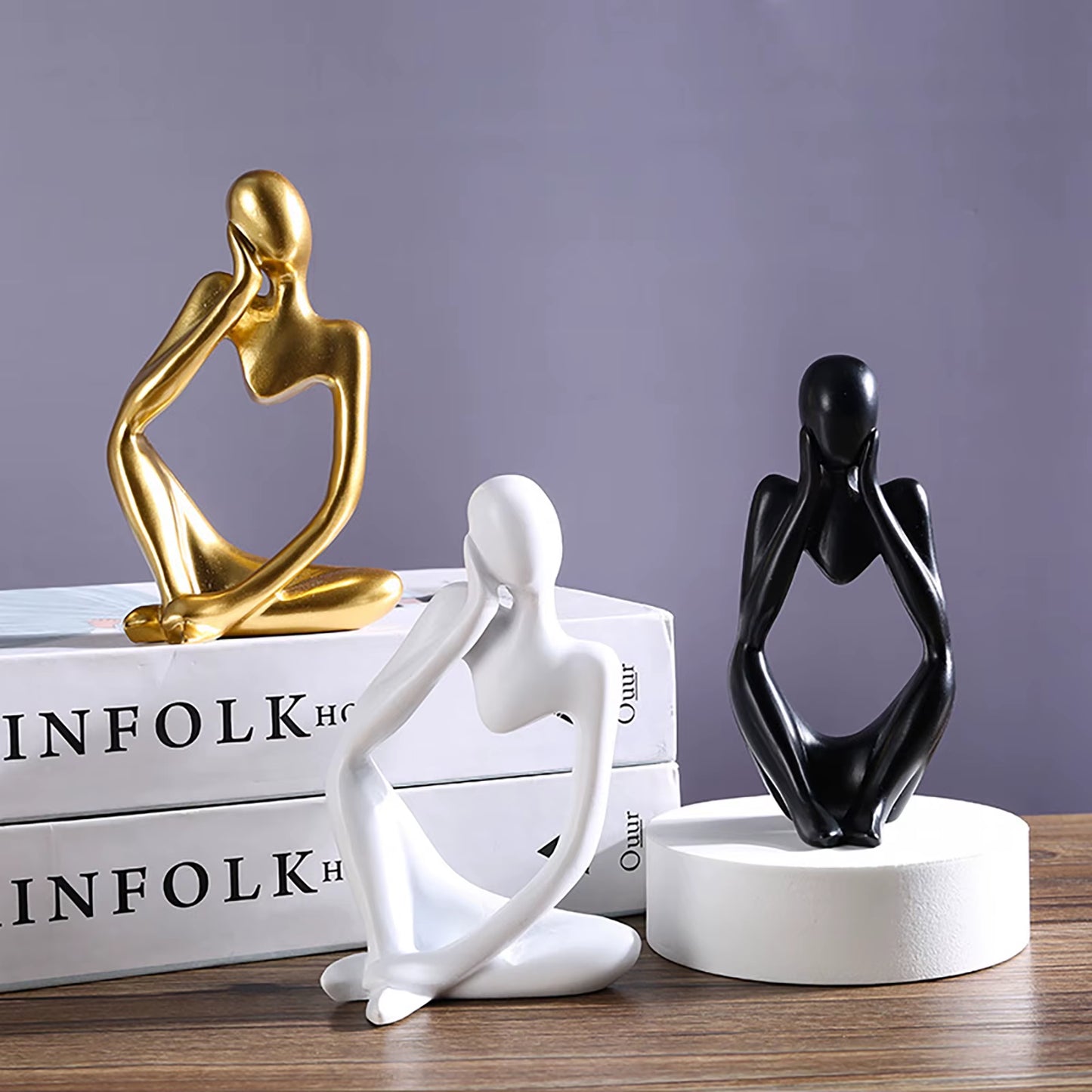 3Pcs Thinker Statue Mini Abstract Modern Thinker Sculpture Collectible Desktop Ornaments Home Decor Office Study Shelf