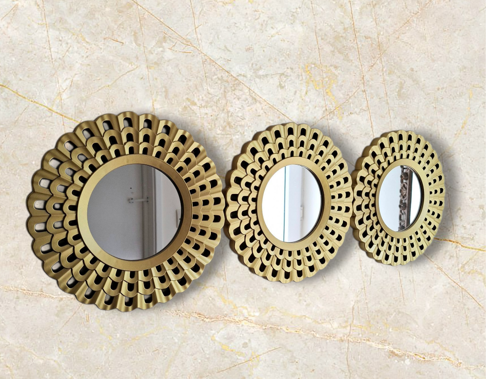 Set of Three Hanging Decorative Mirrors Boho ShabbyChic Wall Art Home