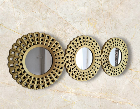 Set of Three Hanging Decorative Mirrors Boho ShabbyChic Wall Art Home