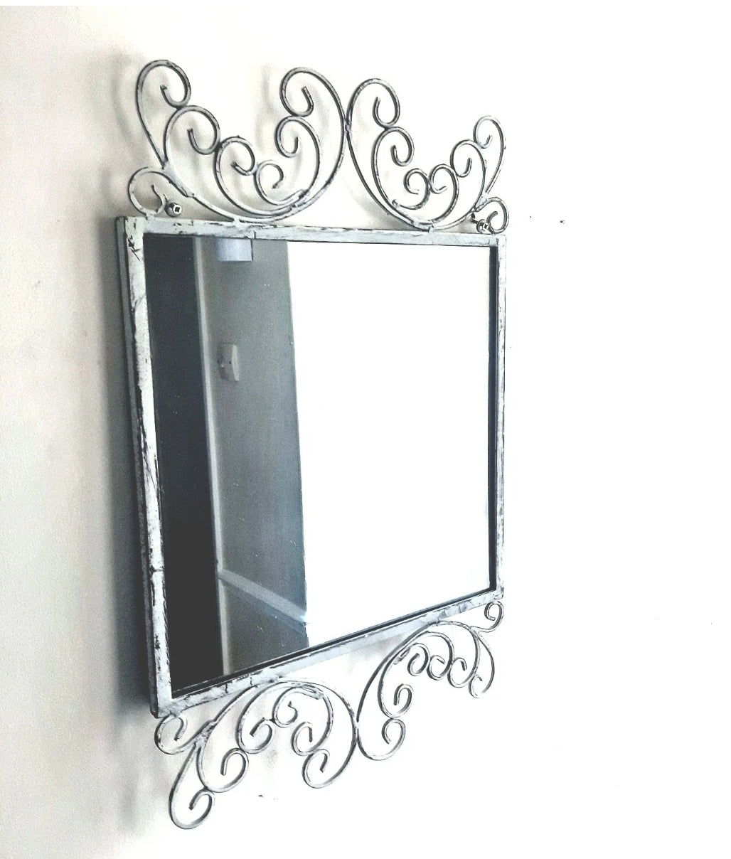 HEAVY Metal Rustic Baroque Wall Mirror Hanging Home Deco Shabby-Chic Vintage Antique