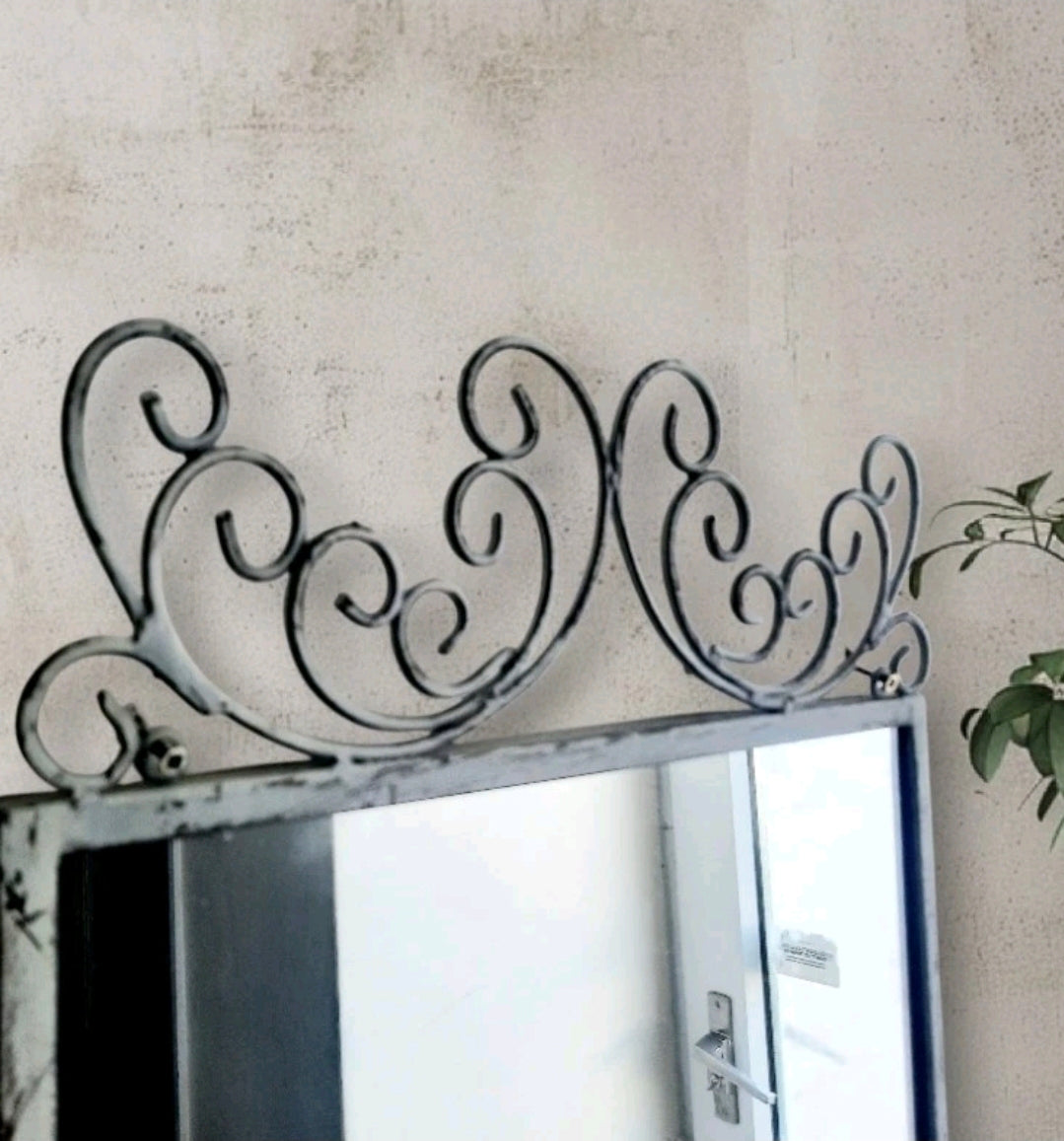HEAVY Metal Rustic Baroque Wall Mirror Hanging Home Deco Shabby-Chic Vintage Antique