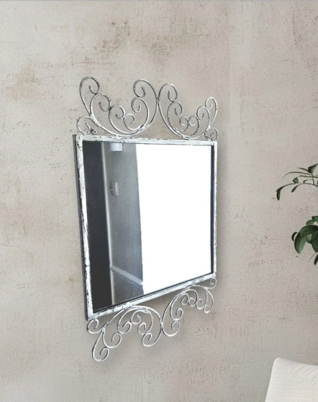 HEAVY Metal Rustic Baroque Wall Mirror Hanging Home Deco Shabby-Chic Vintage Antique