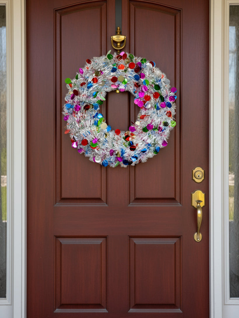 Large Glitter Christmas Tinsel Wreath 45 cm Decoration Gift