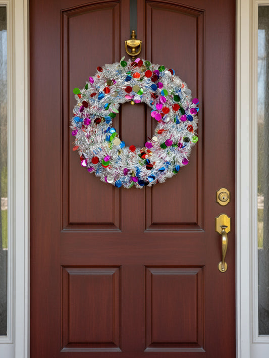 Large Glitter Christmas Tinsel Wreath 45 cm Decoration Gift