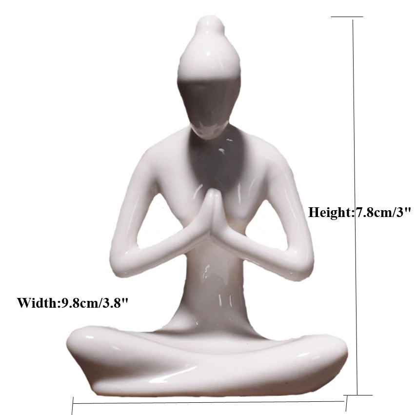 12 Styles Abstract Art Ceramic Yoga Poses Figurine Porcelain Lady Figure Statue Home Yoga Studio Decor Ornament