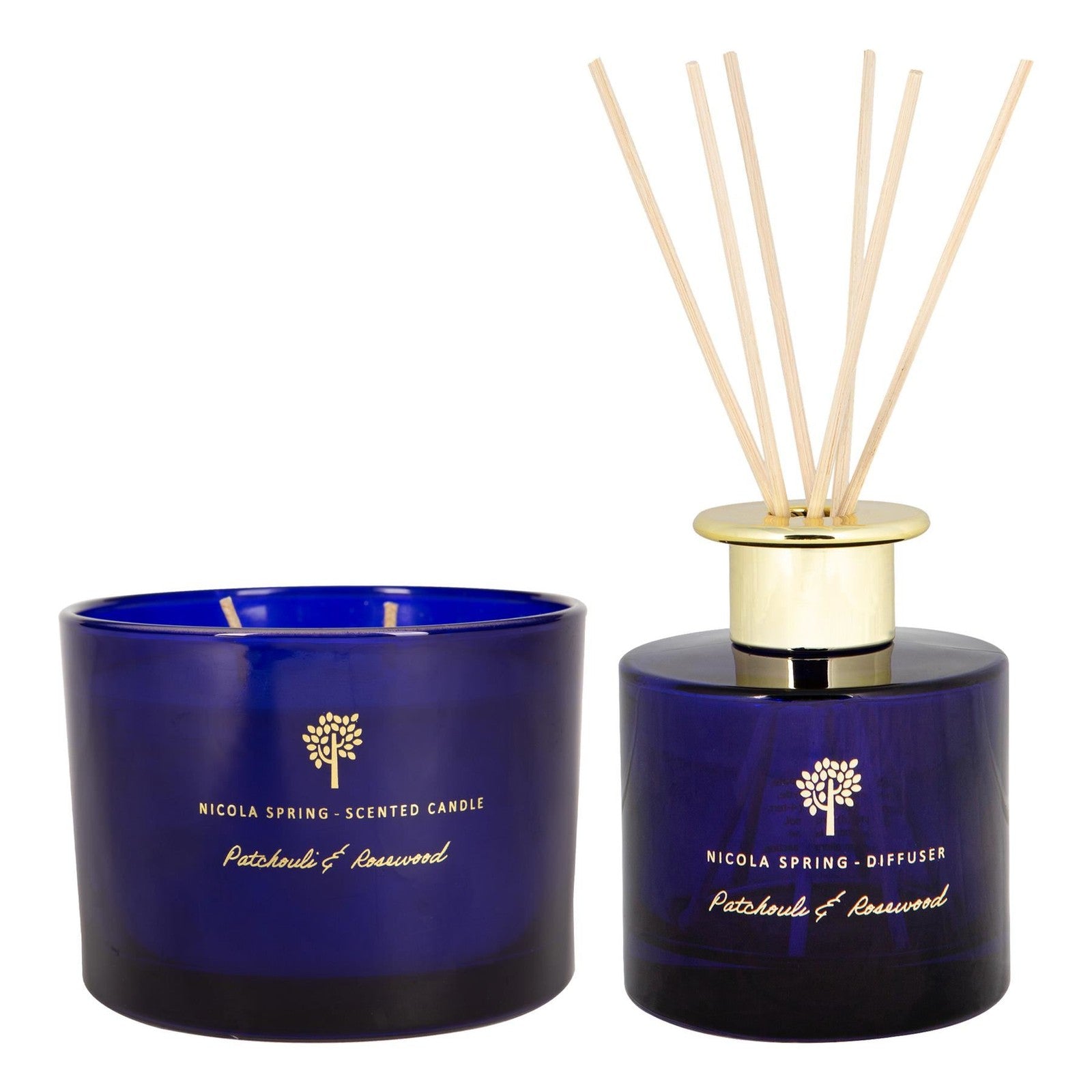 Classy Soy-Wax Scented Candle and Diffuser Set Gift 38 Hour Burn Time 350G Patchouli & Rosewood