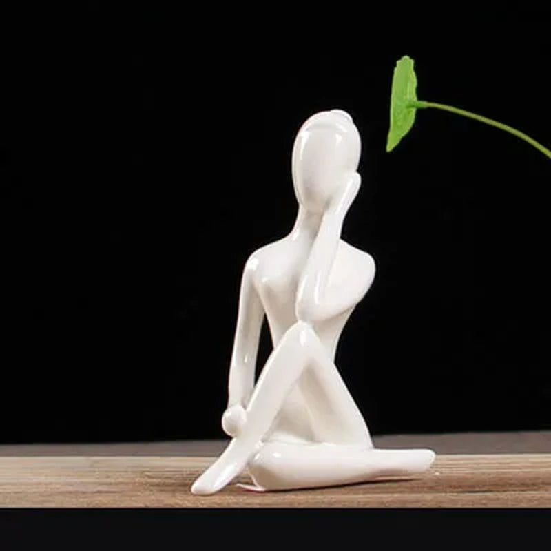 12 Styles Abstract Art Ceramic Yoga Poses Figurine Porcelain Lady Figure Statue Home Yoga Studio Decor Ornament