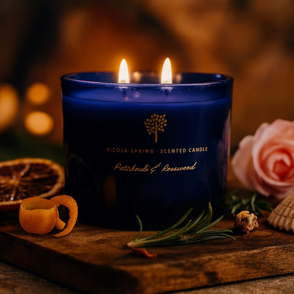 Classy Soy-Wax Scented Candle and Diffuser Set Gift 38 Hour Burn Time 350G Patchouli & Rosewood