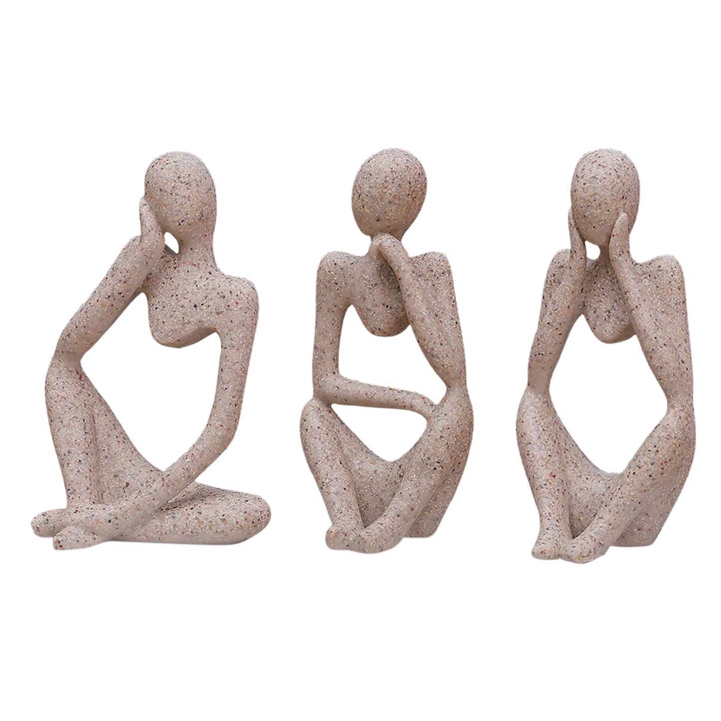 3Pcs Thinker Statue Mini Abstract Modern Thinker Sculpture Collectible Desktop Ornaments Home Decor Office Study Shelf