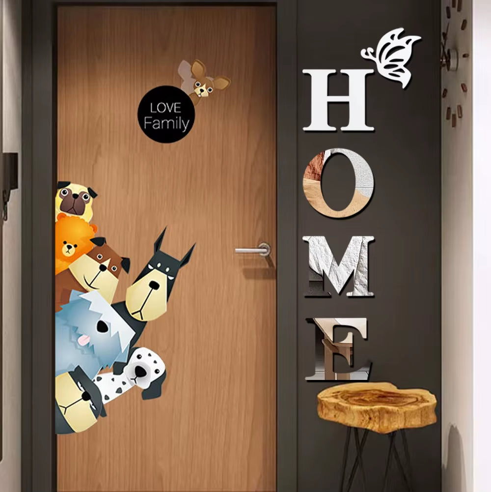 New Butterfly Home English Letter Wall Stickers Mirrors Acrylic Self Adhesive Detachable Wall Stickers Modern Home Decoration