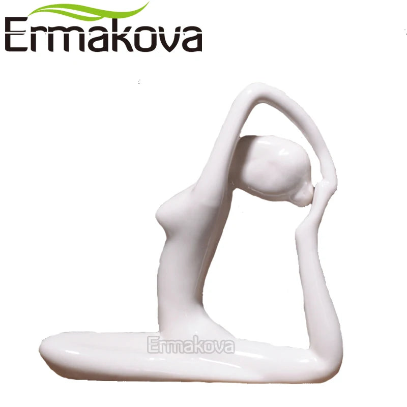 12 Styles Abstract Art Ceramic Yoga Poses Figurine Porcelain Lady Figure Statue Home Yoga Studio Decor Ornament