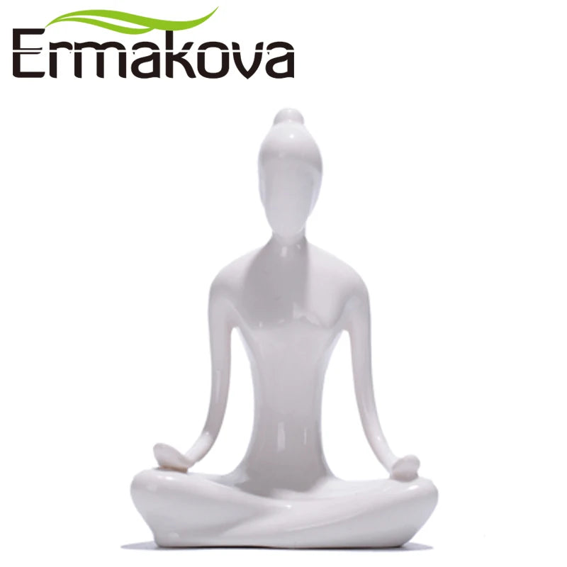 12 Styles Abstract Art Ceramic Yoga Poses Figurine Porcelain Lady Figure Statue Home Yoga Studio Decor Ornament
