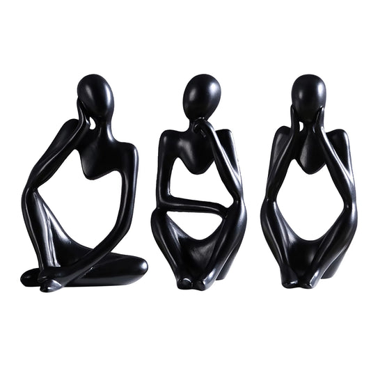 3Pcs Thinker Statue Mini Abstract Modern Thinker Sculpture Collectible Desktop Ornaments Home Decor Office Study Shelf