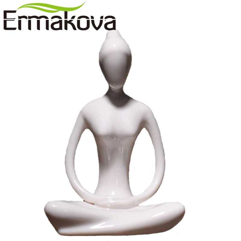 12 Styles Abstract Art Ceramic Yoga Poses Figurine Porcelain Lady Figure Statue Home Yoga Studio Decor Ornament