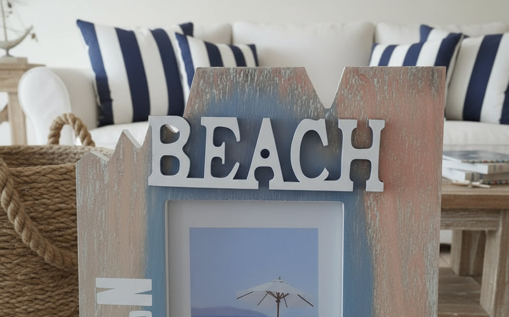 Nautical Wooden Beach Anchor Photo Frame Baroque Rococo Retro Ornate Shabby Chic Boho