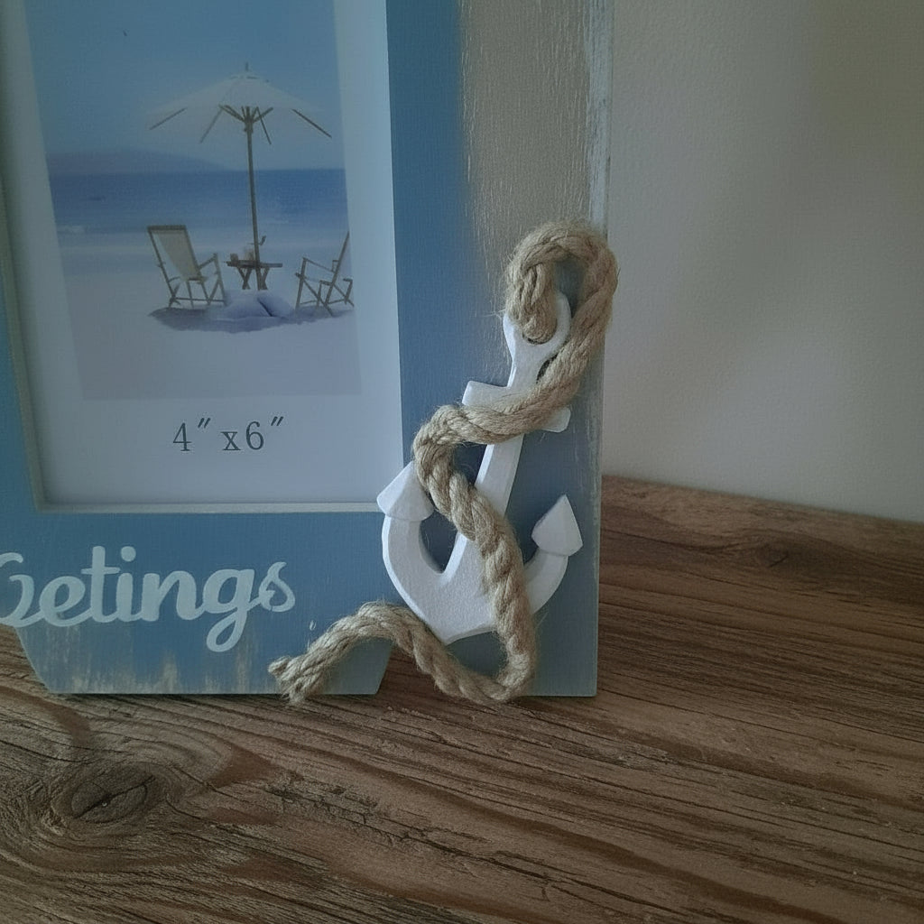 Nautical Wooden Beach Anchor Photo Frame Baroque Rococo Retro Ornate Shabby Chic Boho