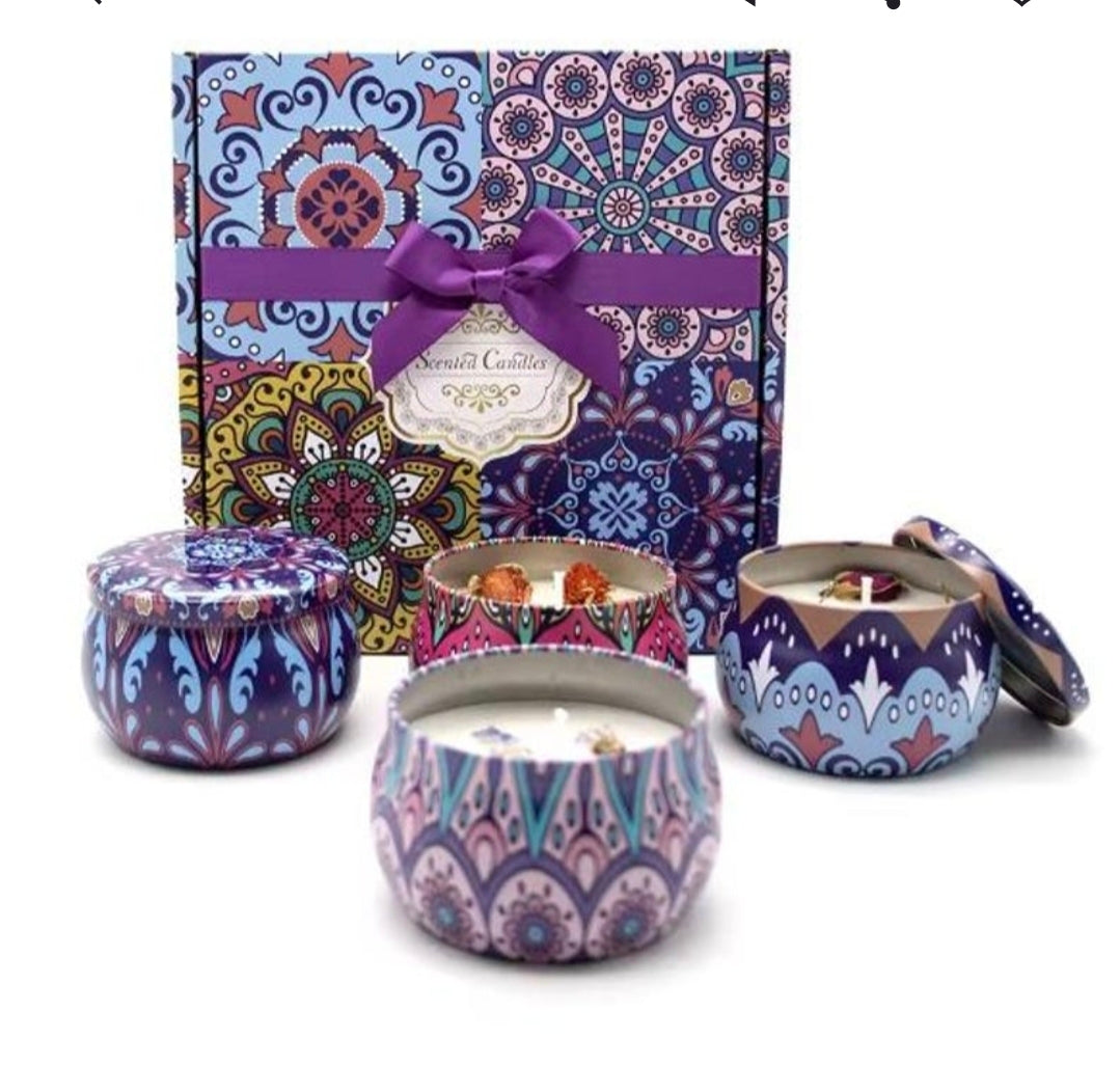 PERSONALISED 4-Set Scented Candle Gift Set Birthday Christmas Thank you Wedding Teacher Gift Idea